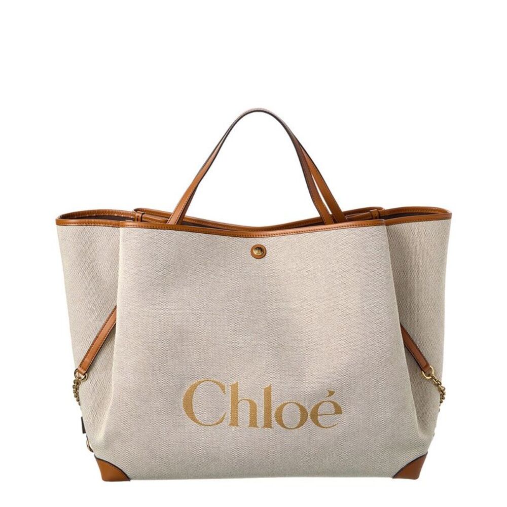 Chloé Clover Double Carry Canvas & Leather Tote, Brown